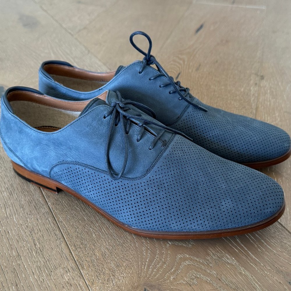 NEW Aldo Mens 10.5 Blue Suede Oxford Dress Shoes